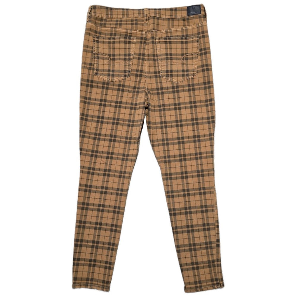 Women's American Eagle Next Level Jeggings Stretch Bronze Plaid‎ Pants Sz 18